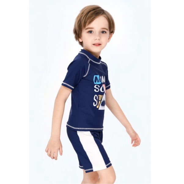 Bộ đồ bơi cao cấp kèm mũ  cho bé trai size lớn, MMS 908032 mẫu Surf , mẫu khóa kéo trước dài tay hãng Momasong