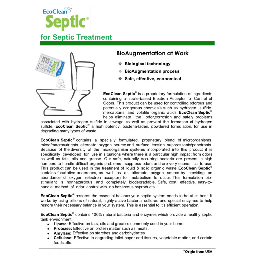 [CHÍNH HÃNG] Vi sinh thông tắc, khử mùi bồn cầu & bể phốt - EcoClean Septic (USA)