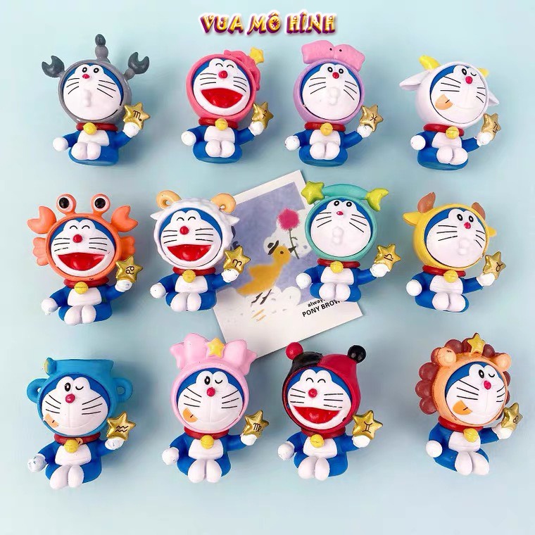 Mô hình Doraemon - Mô hình 12 búp bê trang trí Doraemon cực dễ thương cao 5-6cm để xe ô tô và trang trí trong phòng