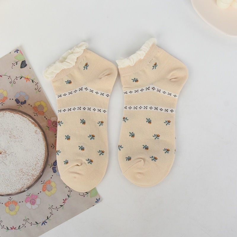 Vớ Thuyền In Hoa Màu Tím Khoai Môn Phong Cách Harajuku Nhật Bản Dễ Thương Dành Cho Học Sinh