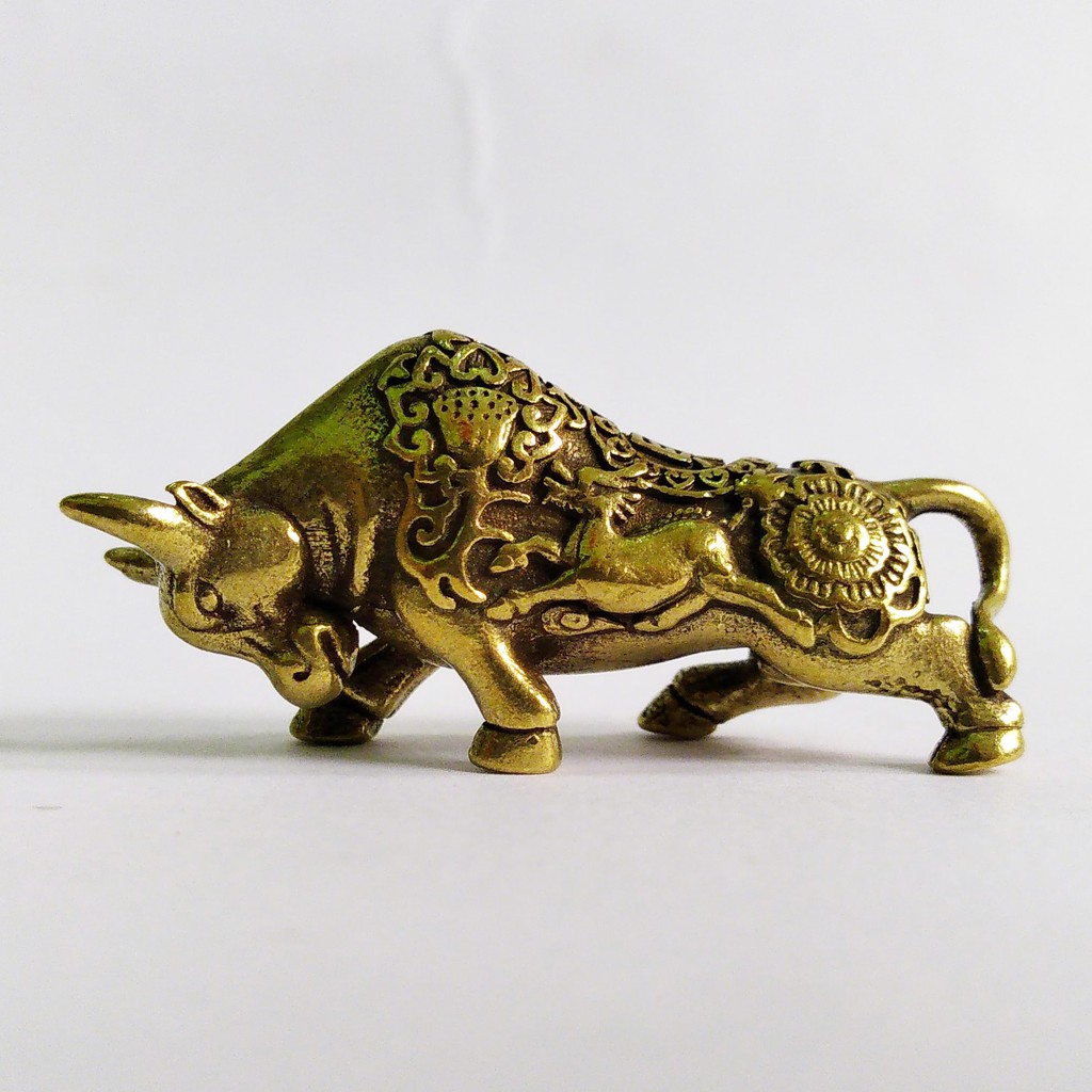 Bò tót mini bằng đồng giá rẻ làm phụ kiện tiểu cảnh, phụ kiện bàn trà, trang trí bonsai