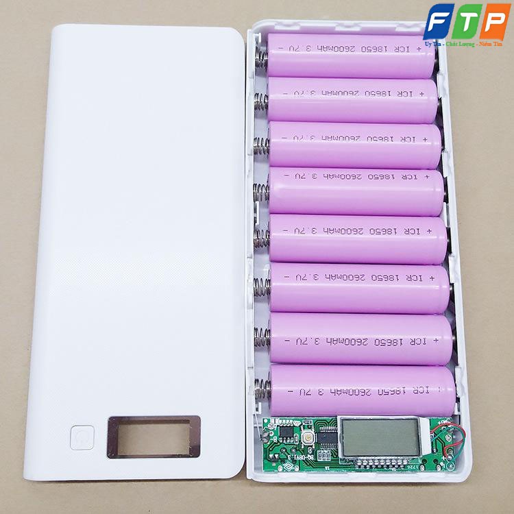 Khung 8 pin sạc dự phòng có màn LCD hiển thị  - dùng pin 18650 mạch xịn đủ ic