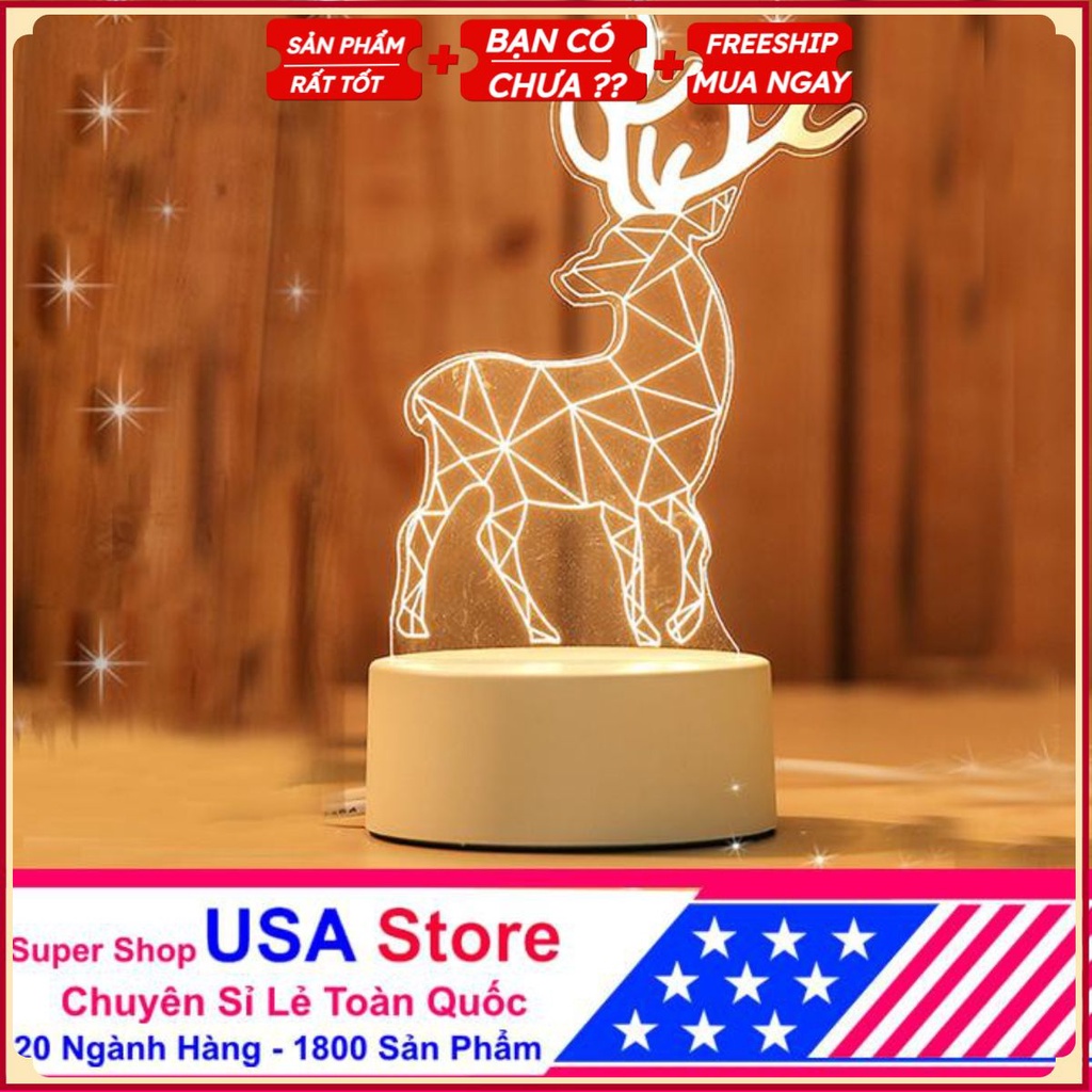Đèn ngủ 3d để bàn 3 chế độ sáng trang trí phòng, đèn led decor làm quà tặng sinh nhật (nhiều mẫu)
