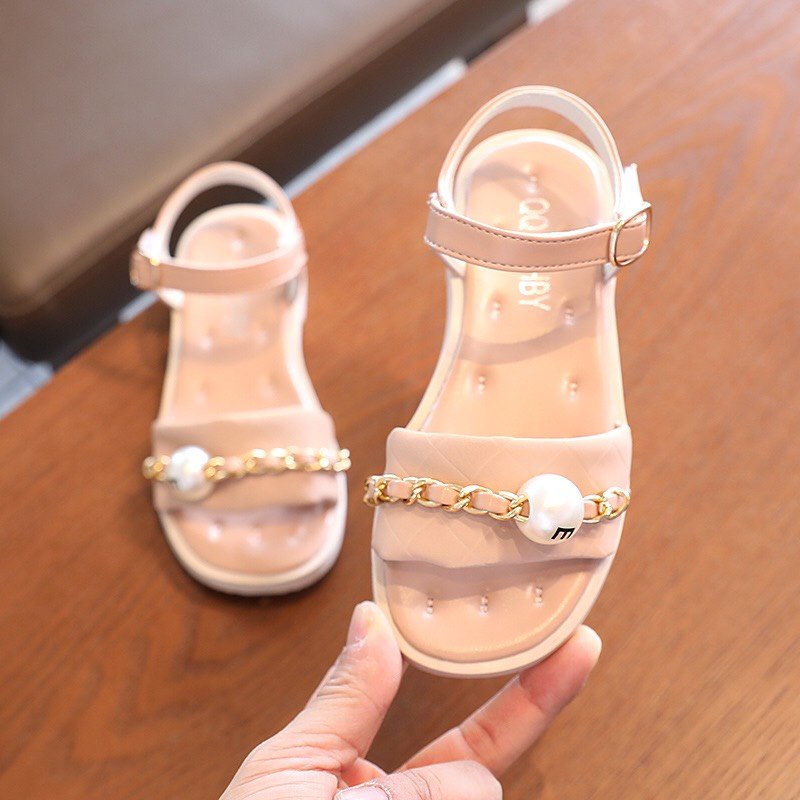 Sandal bé gái - dép quai hậu đi học cho bé da mềm có quai dán đính ngọc siêu xinh 939
