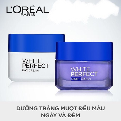 Kem dưỡng da trắng mượt đều màu ngày và đêm L'Oreal Paris White Perfect 50mlx2