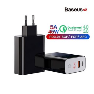 Củ sạc nhanh Baseus Speed PPS 45W hỗ trợ Q.C 4.0/3.0, SCP, PD USB + Type C chế độ hẹn giờ sạc cho iPhone,Samsung,Huawei.