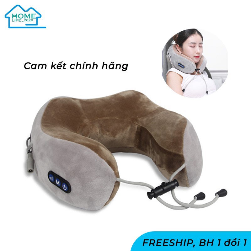 Gối massage cổ vai gáy U-shaped [FREESHIP] Gối massage Hồng Ngoại  cao cấp