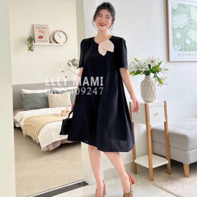 ( 40kg - 95kg ) Đầm Bầu , Suông Cổ 2 Lá Đính Ngọc Mặc Thoải Mái Suốt Thai Kì & Sau Sinh Thiết Kế Cao Cấp