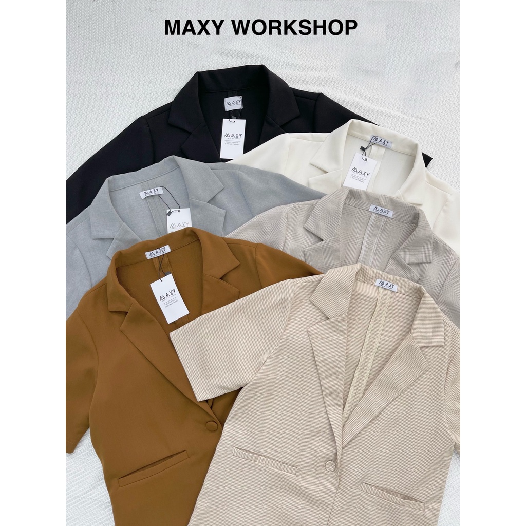 Áo blazer nữ ngắn tay có túi Trendy short blazer Maxy Workshop