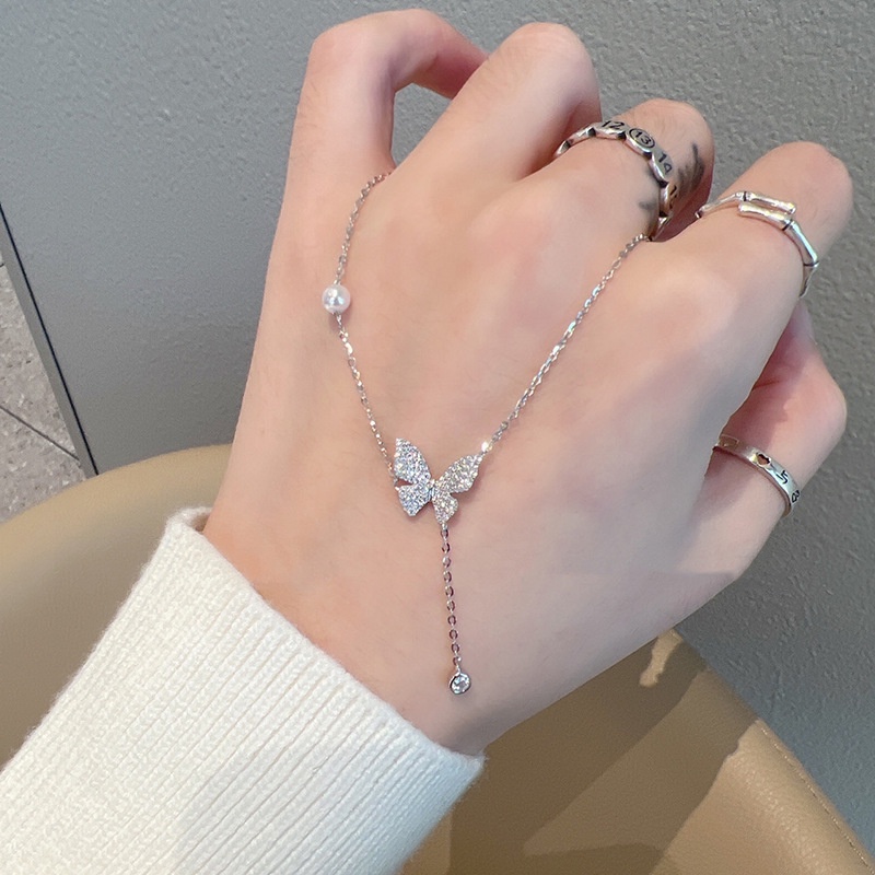 Vòng cổ Manyue mặt bướm phối tua rua đính đá thời trang Hàn Quốc