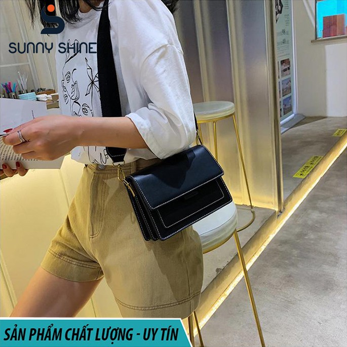 Túi đeo chéo nữ màu vintage phong cách Hàn Quốc, size 19,5, da PU cao cấp T185 | BigBuy360 - bigbuy360.vn