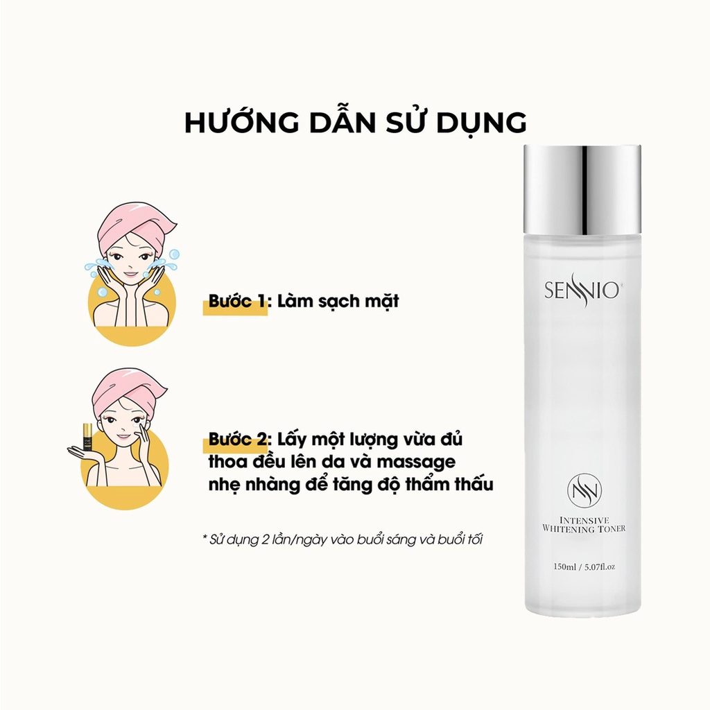 Nước hoa hồng se khít lỗ chân lông Sennio Perfect Whitening Skin Softner