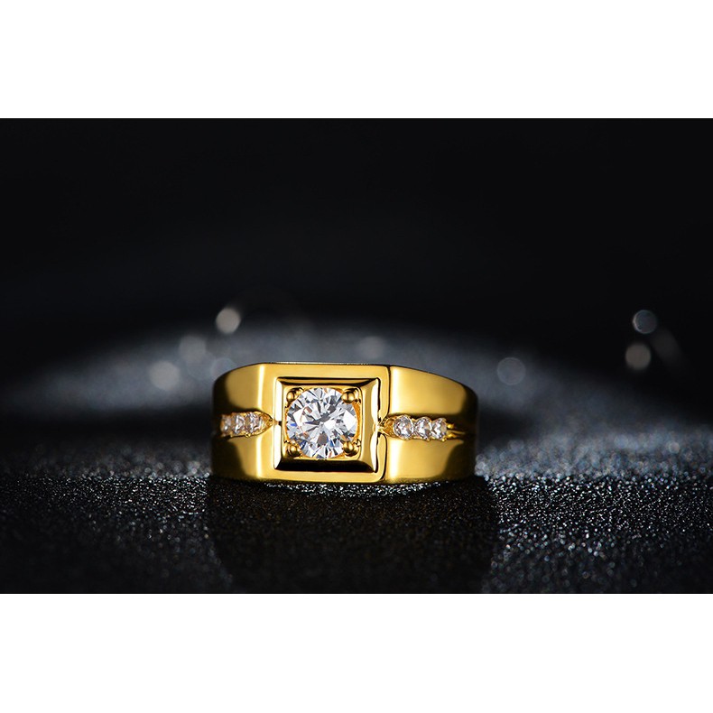 Nhẫn đeo tay kim loại khảm đá hình rồng cá tính dành cho nam