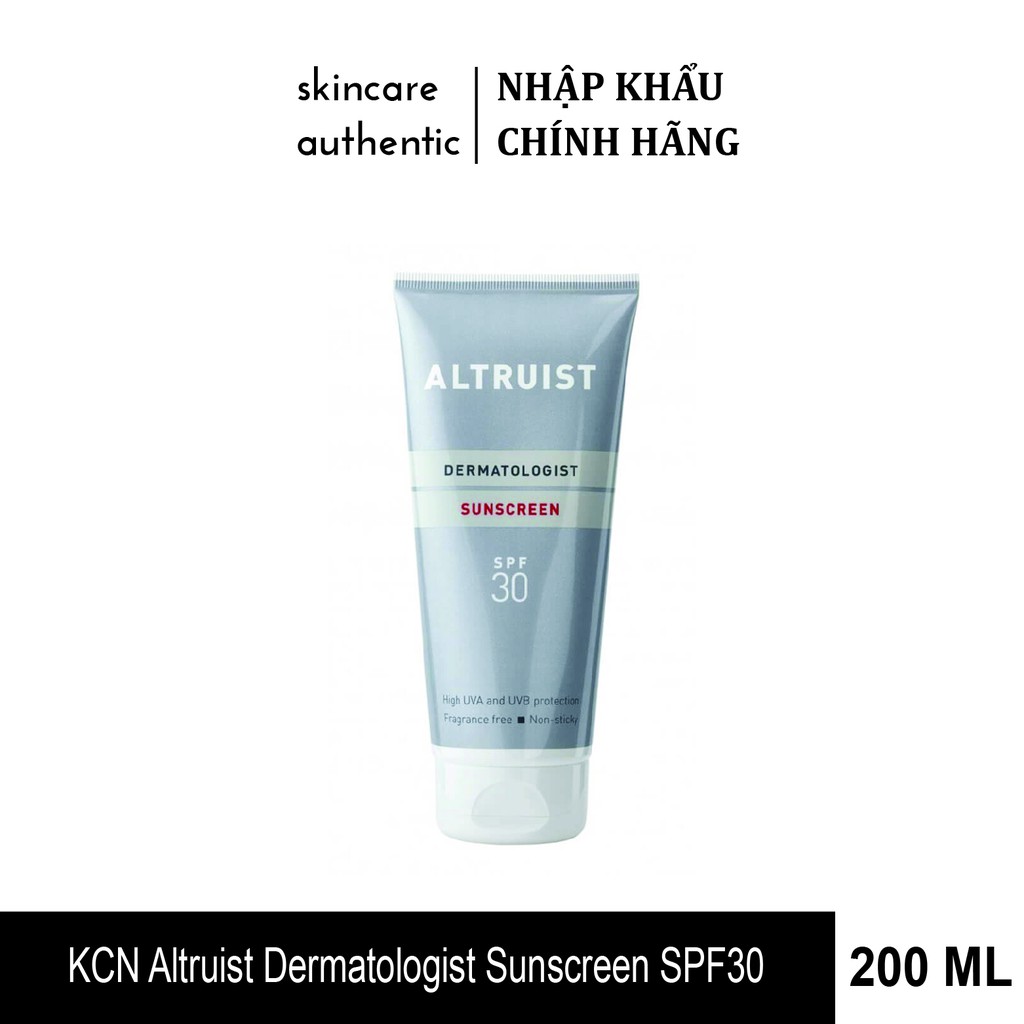 [HÀNG CHÍNH HÃNG] Kem Chống Nắng Quang Phổ Rộng Bảo Vệ Da Altruist Dermatologist Sunscreen SPF30 200ml