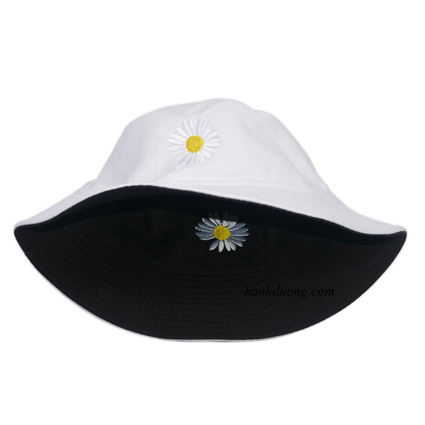 Mũ bucket 2 mặt họa tiết hoa cúc - Chất liệu vải Kaki oát mềm tạo cảm giác thoải mái cho người đội