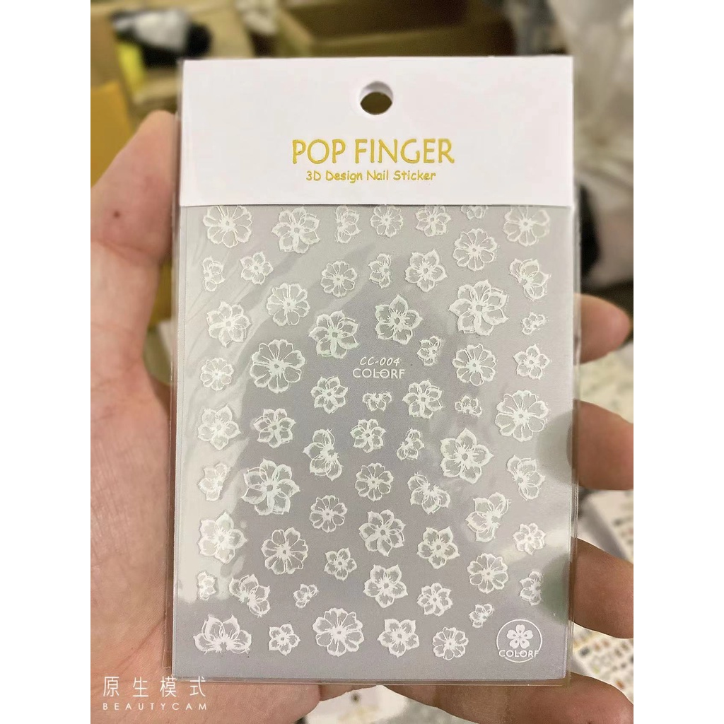 Sticker trang trí nail mã hoa trắng