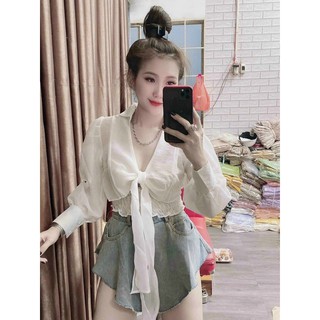 ÁO VOAN KIỂU CỘT NƠ CROPTOP