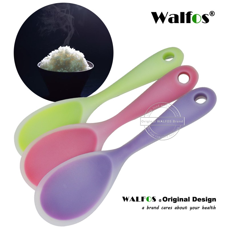 Muỗng ăn cơm Walfos silicone chống dính dụng cụ nhà bếp 3 màu có sẵn