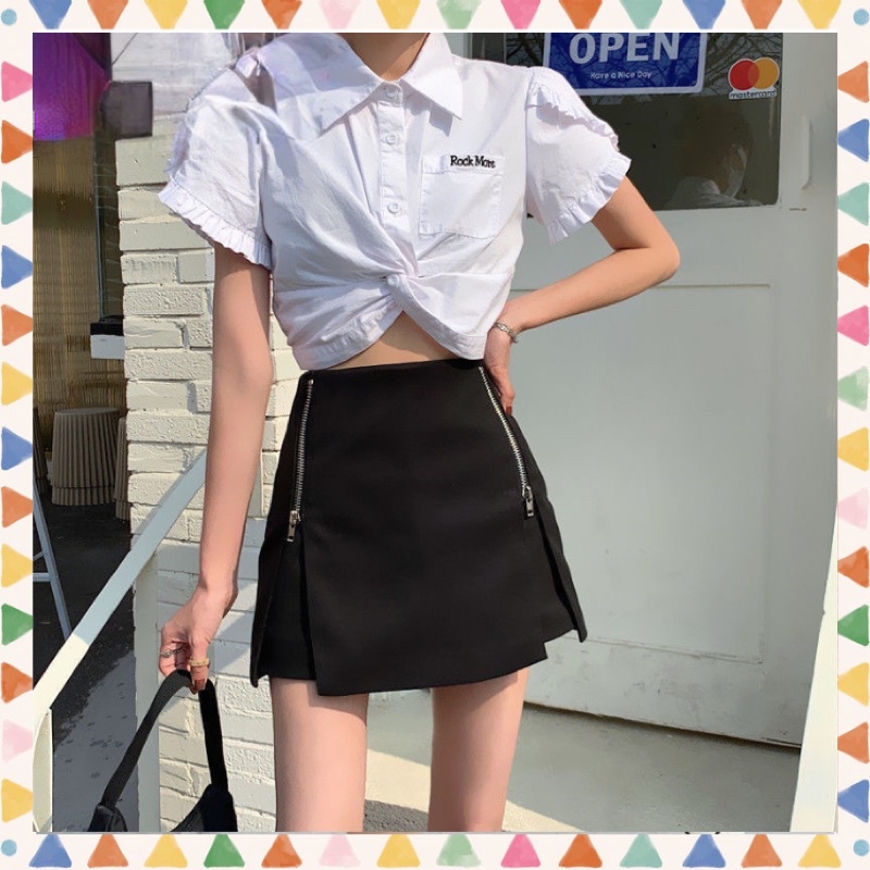 Chân váy dáng ngắn có khoá 2 bên- Có ảnh thật M189