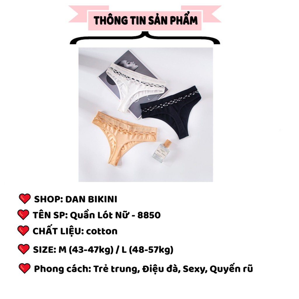 Quần Lót Nữ Lọt Khe - Quần Lọt Khe cotton thiết kế viền cắt ô vuông cá tính điệu đà mã 8850