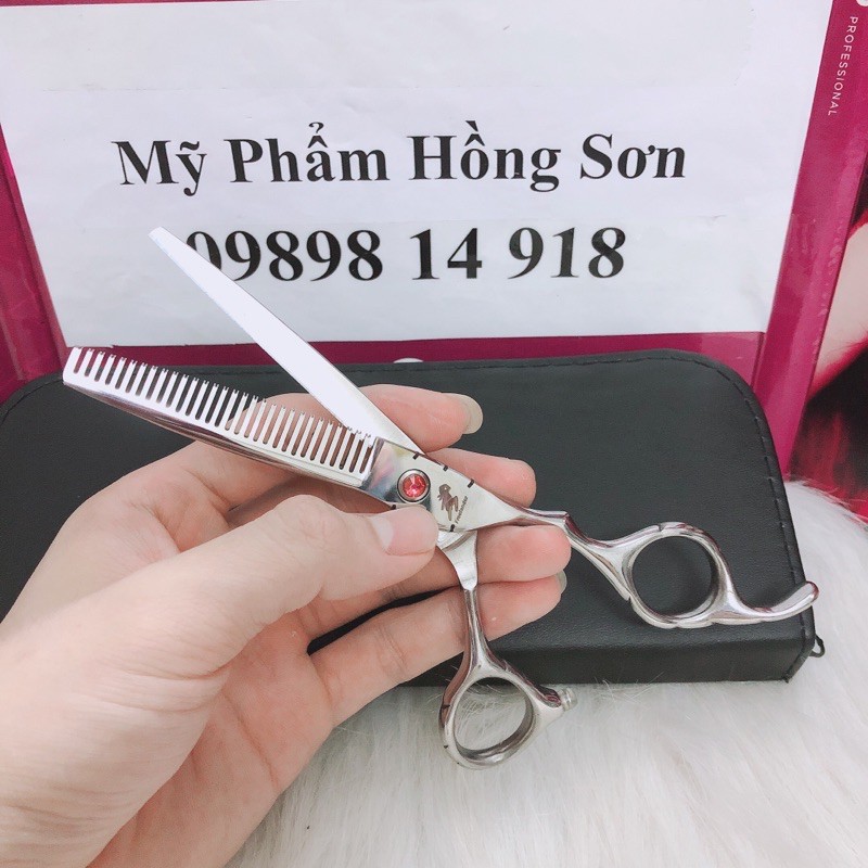 Kéo tỉa tóc răng cưa Freelander barber chuyên nghiệp ( Tặng ví da đựng kéo )