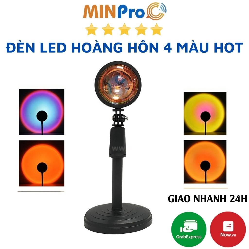 Đèn led hoàng hôn 4 màu chuyển đổi màu hoàng hôn, mặt trời, cầu vồng ảo diệu, chụp ảnh sống ảo, quay Tiktok