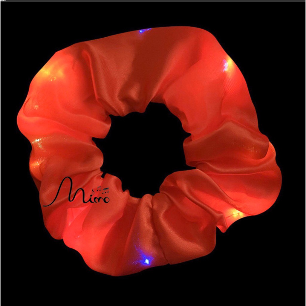 Dây Scrunchies, cột tóc, vòng tay vải phi bóng phát sáng 8 màu