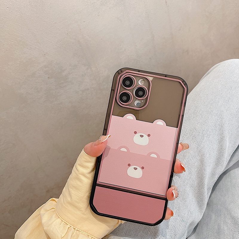 Ốp Lưng Iphone Cạnh Vuông Chống Lưng Kệ Điện Thoại Hình Dạng Ghế Gấu Couple 7plus/8plus/x/xs/xsmax/11/12/13/14/pro/max