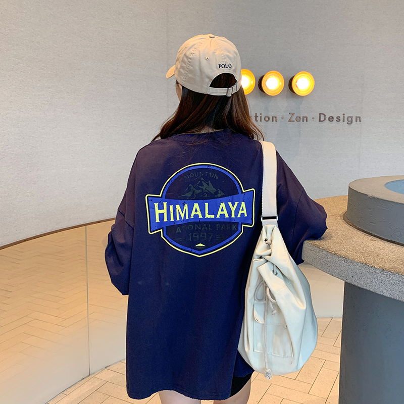 Áo thun dài tay cỡ lớn cá tính theo phong cách Hàn Quốc dành cho nữ