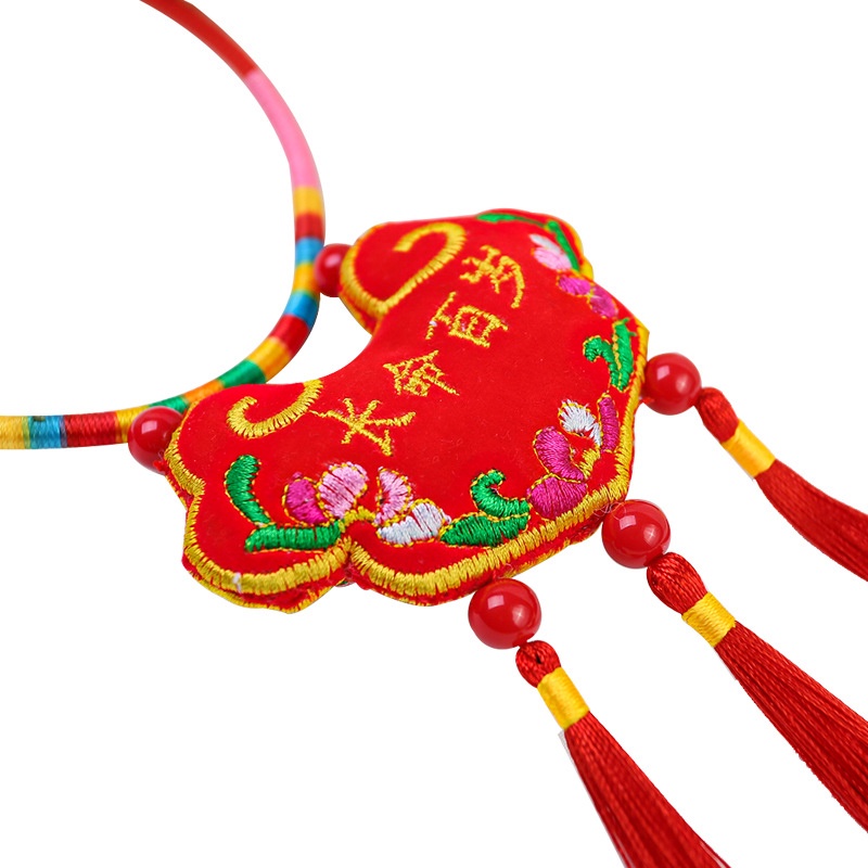 Vòng cổ đeo cổ cho bé cuộc sống lâu dài ruyi thêu quà tặng trăng tròn Dây chuyền cho bé &amp; trẻ em Phụ kiện Trang sức AKKU