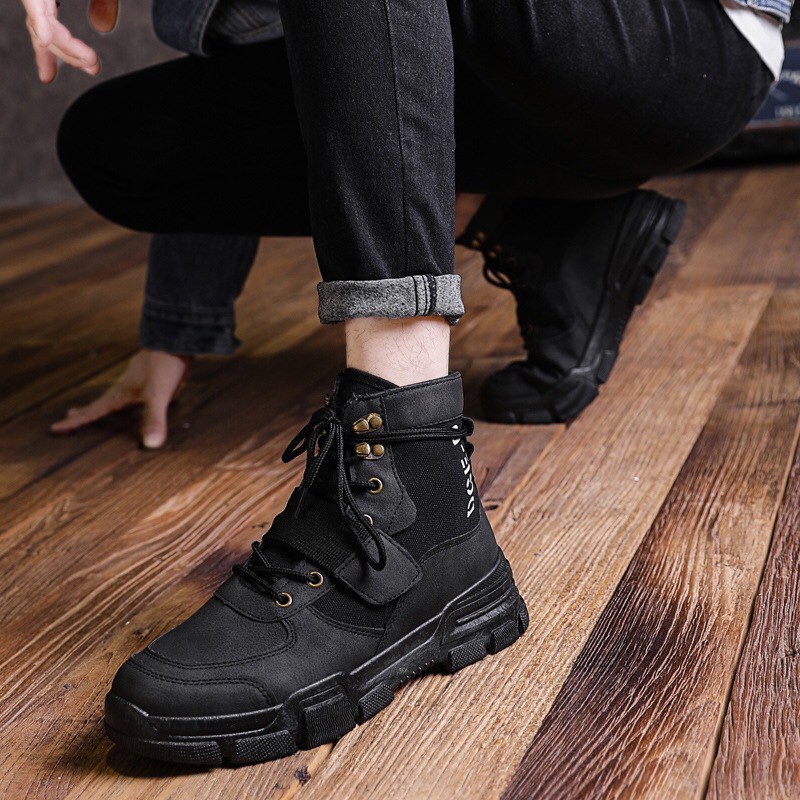 Giày thể thao nam, Giày nam cổ cao Da lỳ chống xước hàng hot trend | BigBuy360 - bigbuy360.vn