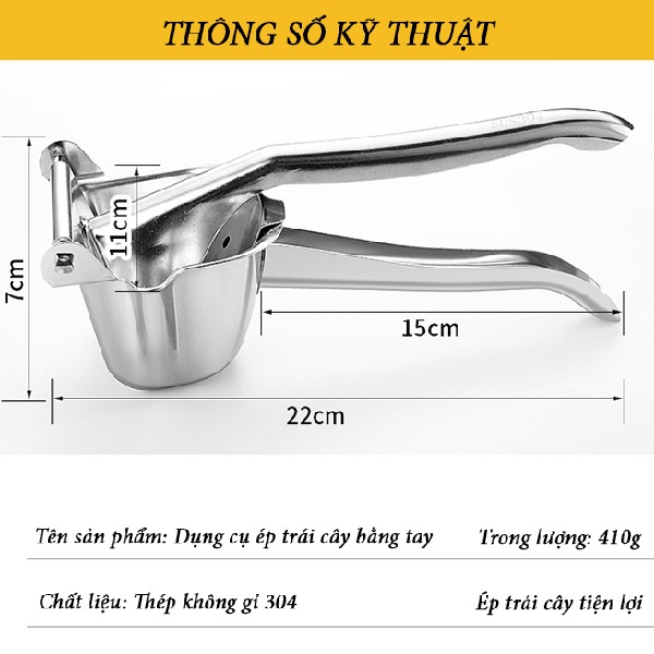 Máy vắt cam chanh ép nước rau củ cầm tay tại nhà bằng nhôm siêu bền chống gỉ sét - Dụng cụ ép hoa quả trái cây