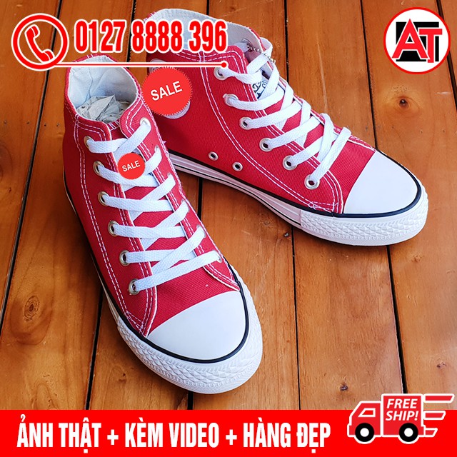 [FLASH SALE] Giày Thể Thao CV Chuck 2 Đỏ Tươi Cổ Cao Nam Nữ