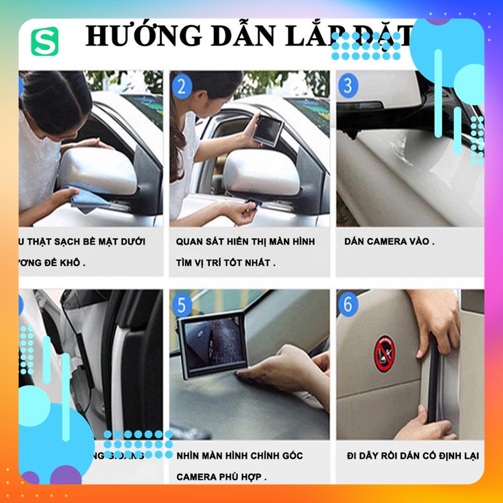 Camera Cặp Lề Ô Tô - ( Combo Màn Hình 4.3 LCD + Camera Căn Lề Không Cần Khoan Gương ) MSP69973 MSP21235