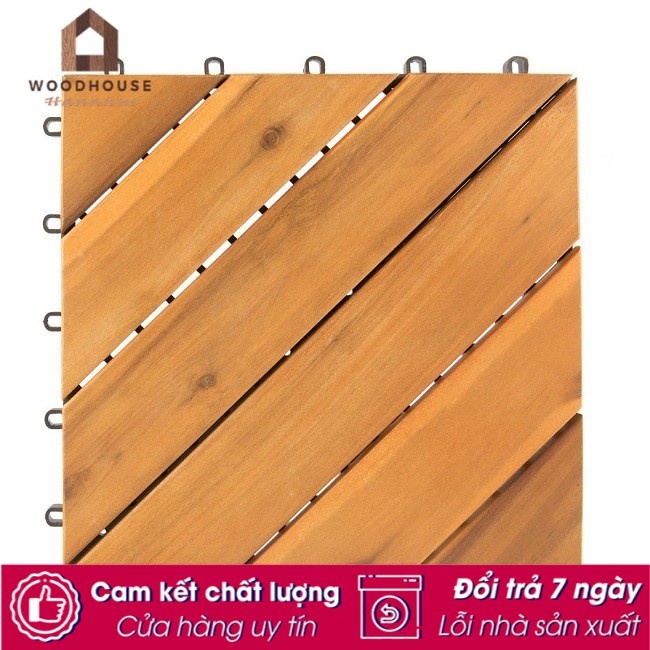 Tẩm vỉ nhựa sàn gỗ tự nhiên cao cấp 6 nan chéo R30 cm Ikea - Vỉ dày chắc chắn có vít ốc dưới nan chịu mọi thời tiết