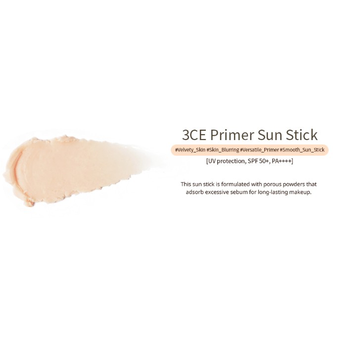 (Hàng Mới Về) Thỏi Kem Che Khuyết Điểm 3ce 18.5g // 3CE Primer Sun Stick 18.5g