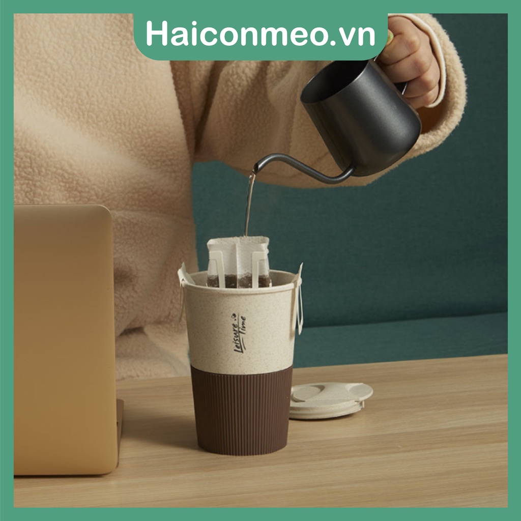 Ly Cốc Cà Phê Lúa Mạch Có Nắp 400ml