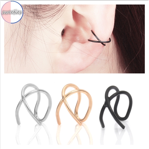 Bông Tai Kiểu Kẹp Hình Chữ Thập Đơn Giản Hiện Có 3 Màu