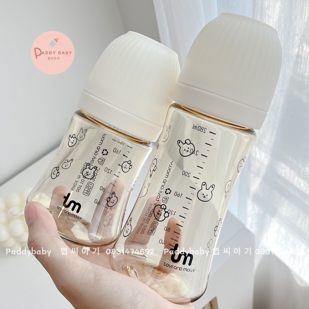 Bình sữa, bình hút Dottodot x Tovy and Molly Hàn Quốc cho bé 180ml - 280ml - made in Korea