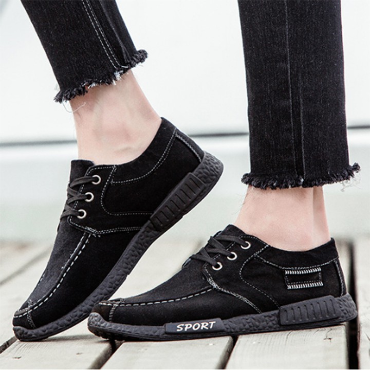 Giày nam Sport khóa lệch cá tính buộc dây thời trang màu xám