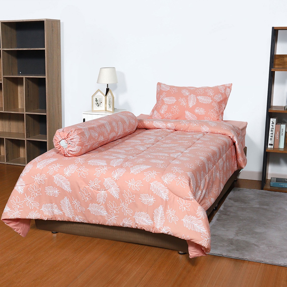 HomeBase HLS Bộ chăn ga giường 4 món bằng Microfiber AURORA W106.68xD31xH198cm màu cam