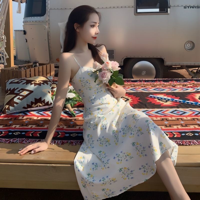 Đầm hoa không tay thời trang Hàn Quốc 2021 cho bạn nữ