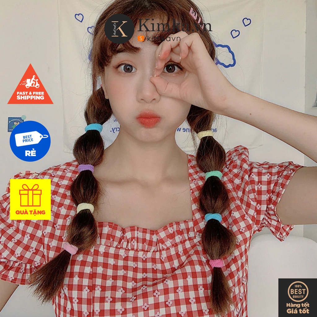 (0474) Chun Buộc Tóc Thun Co Dãn Hàn Quốc Nhiều Màu Hộp 20 Chiếc