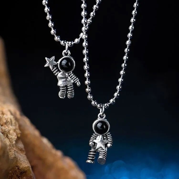Thời Trang Bộ vòng cổ + Vòng Tay + vòng cổ Mặt Hình Phi Hành Gia Vũ Trụ Độc Đáo