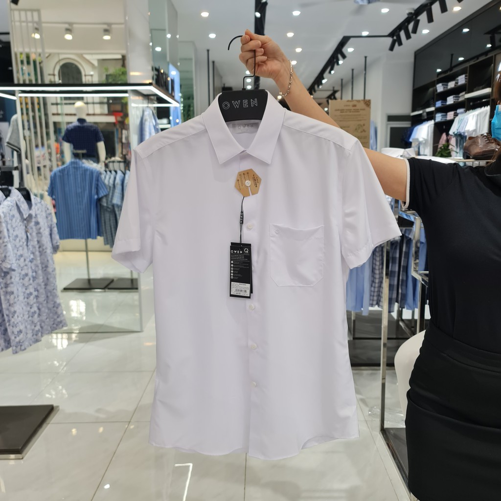 Áo Sơ Mi Trắng Nam Ngắn Tay Owen AR22752N2 Màu Trắng Trơn Kiểu Dáng Regular Fit Chất Liệu Sợi Sồi Chống Nhăn Bền Màu | BigBuy360 - bigbuy360.vn
