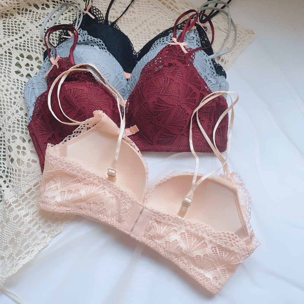 Áo lót nữ đúc su CharmAiry áo ngực nữ nâng ngực, đệm mỏng, không gọng phối ren hình QUẠT mặc 2 kiểu dây | BigBuy360 - bigbuy360.vn