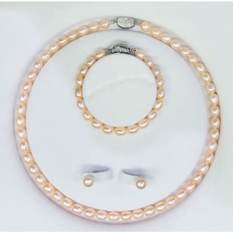 Bộ trang sức 3 món hạt gạo 8ly sáng 5A