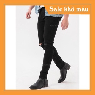 Quần bò nam đen rách gối mẫu quần bò bó sát co giãn mới nhất 2020 thời trang nam Musland