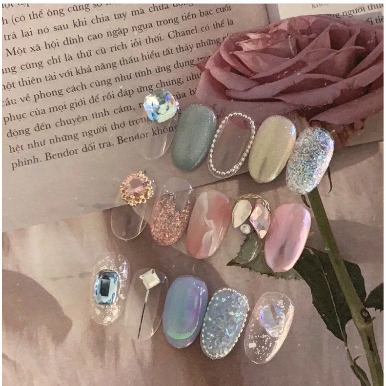 Dây charm bi dẹt Hàn ,trang trí nails