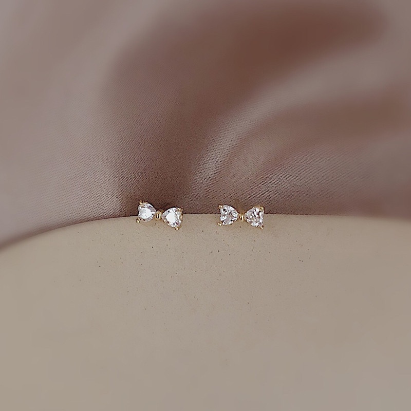 Đôi Bông Tai Mạ Vàng 14K Hình Chiếc Nơ Đính Đá Thời Trang Cho Nữ
